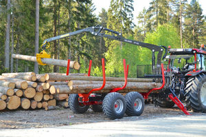 tandem axle trailer / forestry / self-loading / with crane