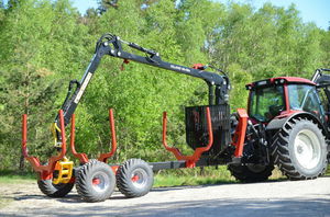 tandem axle trailer / forestry / self-loading / with crane