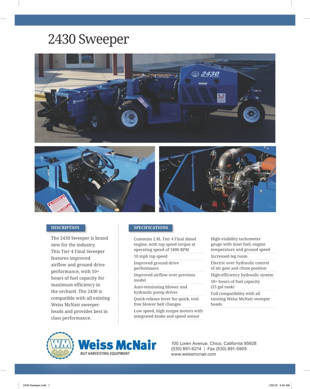 2430 Sweeper Specifications - 1 / 1 Pages