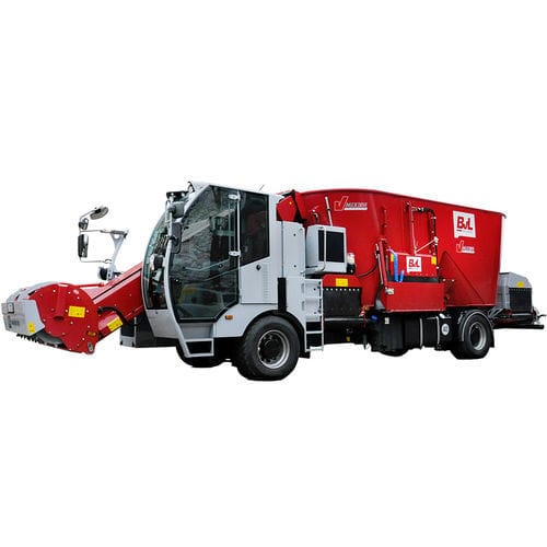 Vertikaler Futtermischwagen - V-MIX DRIVE MAXIMUS GIANT 2S - Bernard van Lengerich Maschinenfabrik GmbH & Co. KG - mit Eigenantrieb / mit seitlicher Entladung / 2-Schnecken