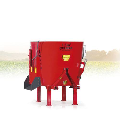 Vertikaler Futtermischer - 2m³ Vertical electric Mixing Vagon - Celmak Agriculture Machinery - traktormontiert / mit seitlicher Entladung / Einschnecke