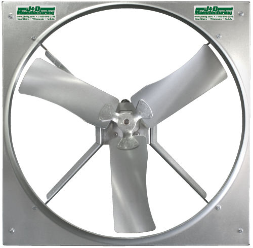 Ventilator für Landwirtschaftsgebäude - VP Series - J&D Manufacturing - Zirkulation / Axial / mit Rahmen