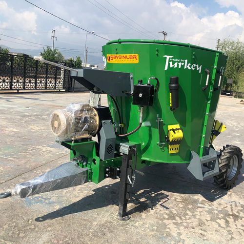 Vertikaler Futtermischwagen - 2 cbm  - Sayginlar Agriculture Machinery Ltd. - angebaut / mit seitlicher Entladung / Einschnecke