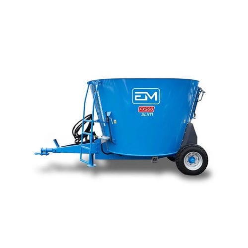 Vertikaler Futtermischwagen - RINO FX SLIM series - Euromilk - gezogen / mit Heckentladung / Einschnecke