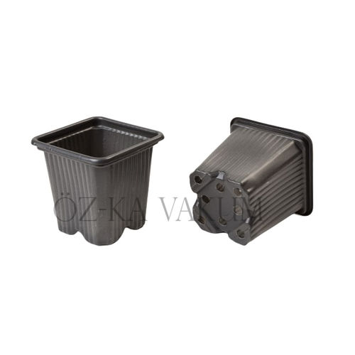 Kunststoff-Pflanztopf - S88 - ÖZ-KA VAKUM PLASTİK AMBALAJ VE MAKİNA KALIP SAN.TİC.LTD.ŞTİ. - quadratisch / recycelbar / schwarz