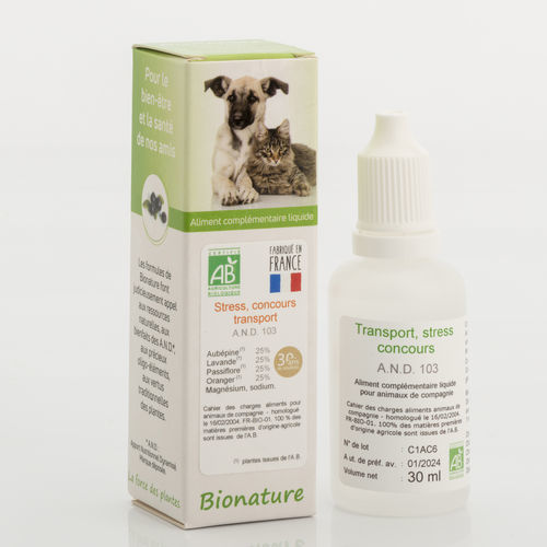 Stressbehandlungs-Nahrungsergänzungsmittel - AND 103 - Bionature - für Tiere / für Haustiere / flüssig