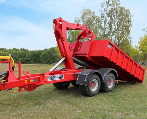 Remolque con brazo de elevación con gancho - BIGAB 12-15 G2 - AS FORS MW - basculante / de 2 ejes / agrícola