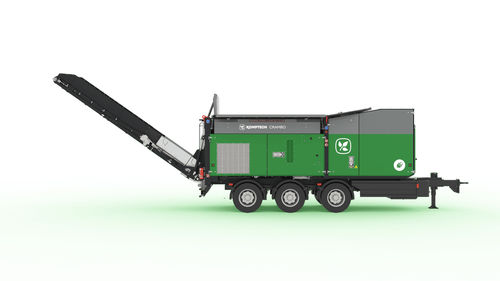 Trituradora de ramas de ruedas - Crambo e-mobile - Komptech GmbH - eléctrica / con fuente de alimentación hidráulica