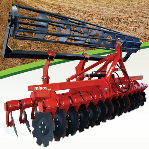 Grada de discos remolcada - DTM series - Minos Agricultural Machinery - de 2 secciones / con enganche en tres puntos / con rodillo