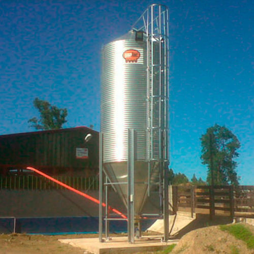 Silo para la alimentación animal - SYMAGA SA - de acero galvanizado / con tolva / de exterior