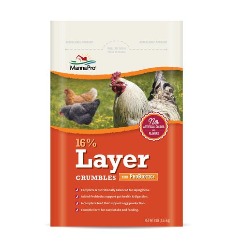Complemento alimenticio para animales - 16% Layer Crumbles with ProBiotics - mannapro - para aves de corral / de minerales / de proteínas