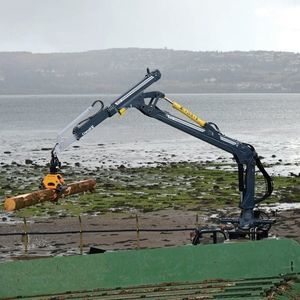 grue forestière montée sur remorque