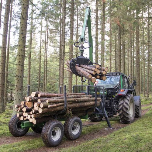 Remorque à 2 essieux - 21-SV80/GL53 - Kellfri AB - forestière / 8 tonnes / avec grue