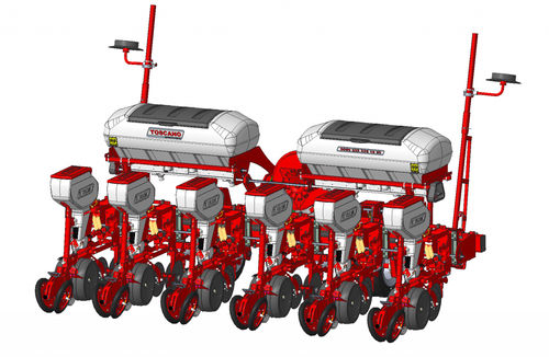 Semoir de précision pneumatique - TOSCANO Agricultural Machinery - à disque / à 6 rangs / monté sur tracteur