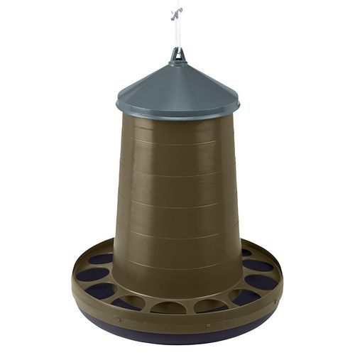 Mangeoire à Poulet En Plastique Robuste - Distributeur Nourriture Trémie 3 Kg Pour Volailles (Poules, Oies) - Facile à Nettoyer, Base Stable - 8