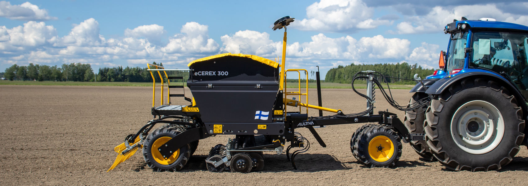 Air seed drill eCEREX Multiva Dometal Oy tine / towed / with