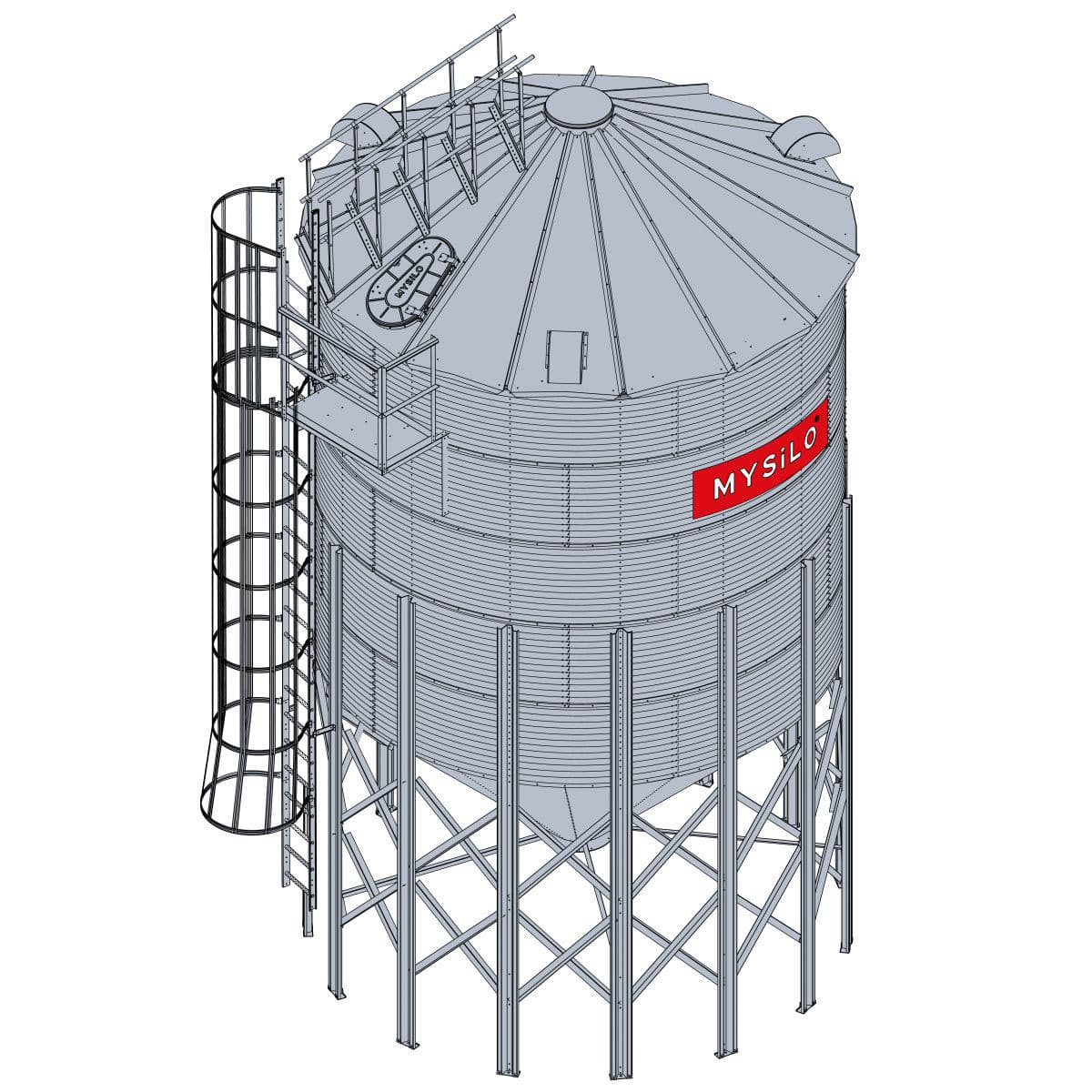 Grain silo - K series - Mysilo (Siloport) - galvanized steel / hopper