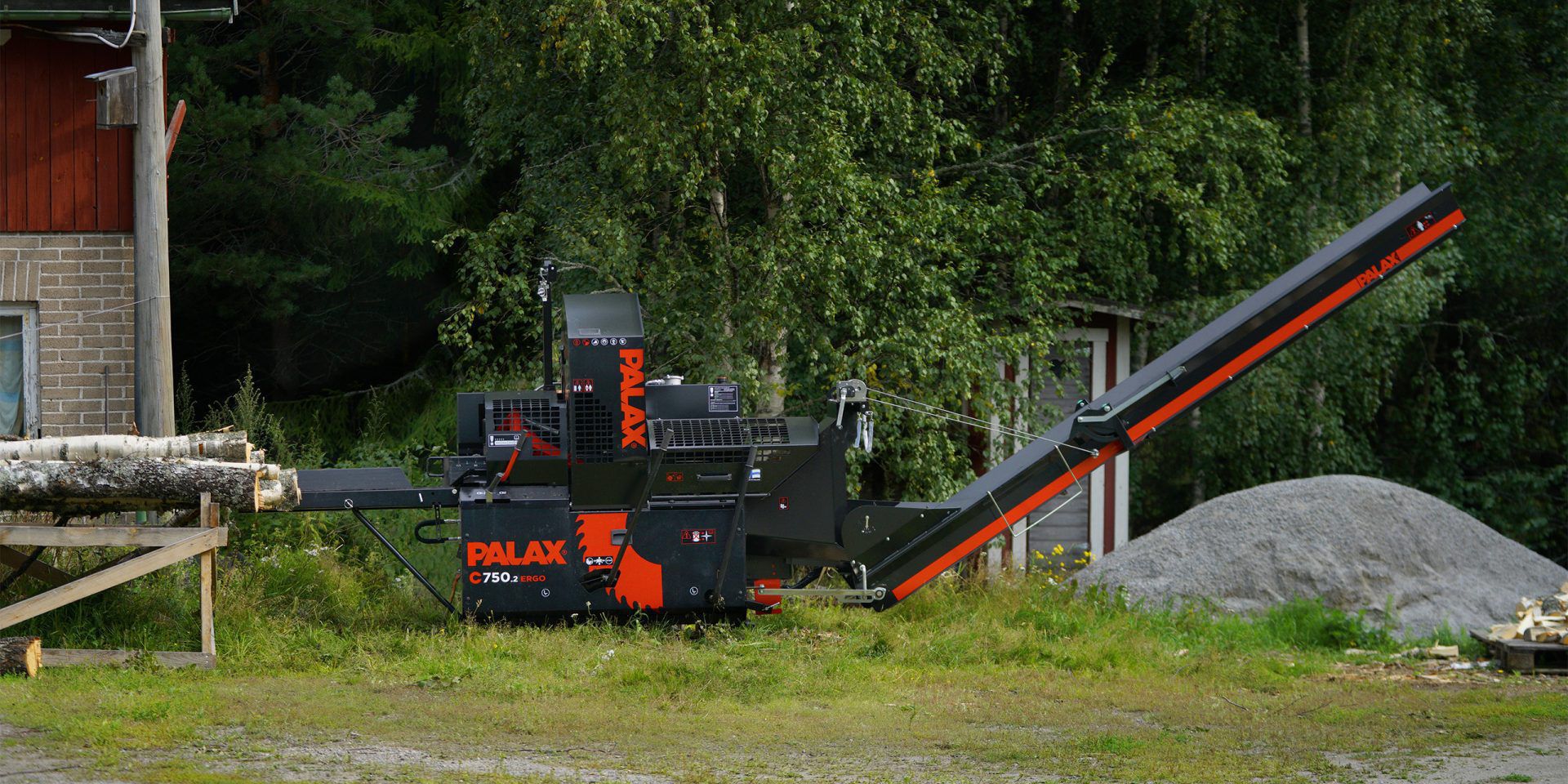 Circular saw firewood processor C750 PRO PALAX with belt conveyor