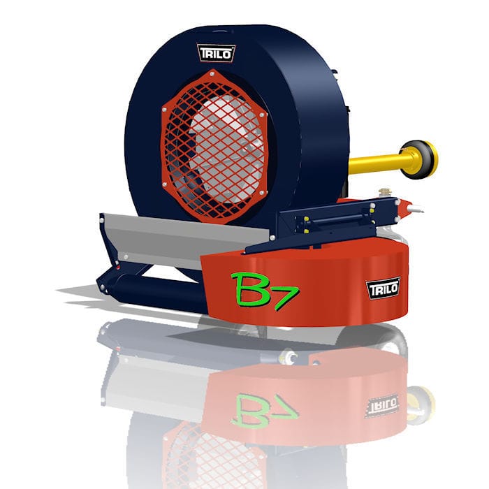Tractormounted leaf blower B7 TRILO Vanmac bv for orchards