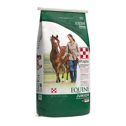 Animal feed supplement Equine Junior Purina Mills for horses acid vitamin