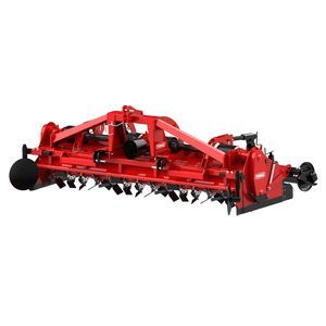 stone burier with hydraulic adjustment