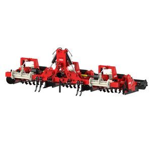 stone burier with hydraulic adjustment