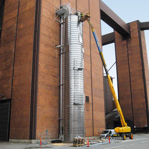 grain silo / for animal feed / stainless steel / round