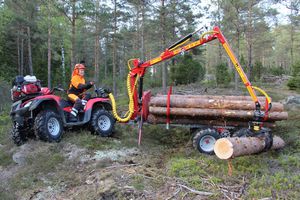 trailer-mounted forestry crane