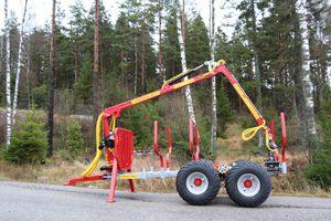 trailer-mounted forestry crane