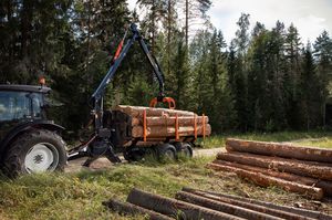 trailer-mounted forestry crane