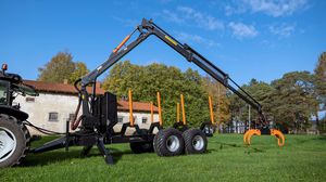 trailer-mounted forestry crane