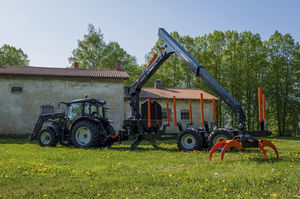 trailer-mounted forestry crane