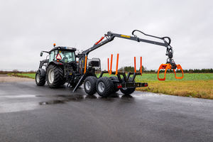 trailer-mounted forestry crane