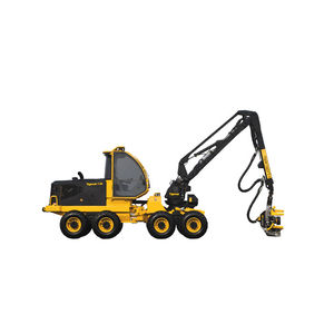 rubber-tired forestry harvester / with crane