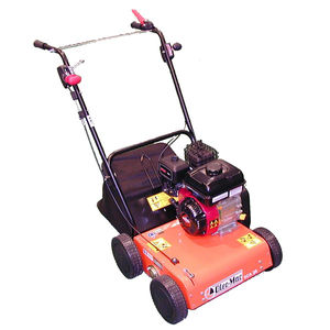 walk-behind dethatcher / gasoline engine / with gauge wheels