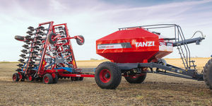 air seed drill / trailed / with disc harrow / folding