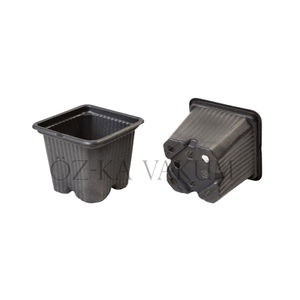 plastic pot / square / black