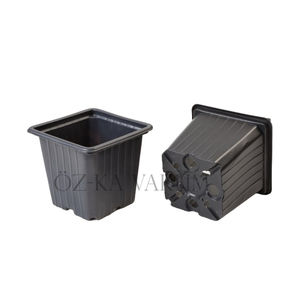 plastic pot / square / black