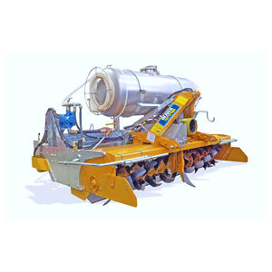 stone burier with hydraulic adjustment