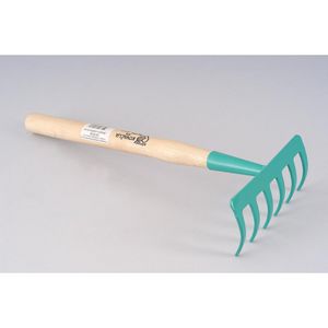 hand rake with wooden handle
