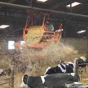 rail-mounted straw blower
