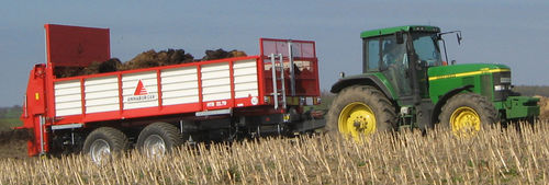 Towed muck spreader - AW 04 series - ANNABURGER Nutzfahrzeug GmbH - horizontals beaters / 3-axle / compost