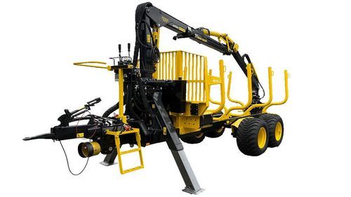 2-axle trailer - OL THK 120 D - Oehler Maschinen Fahrzeugbau GmbH - forestry / with hydraulic braking / with crane