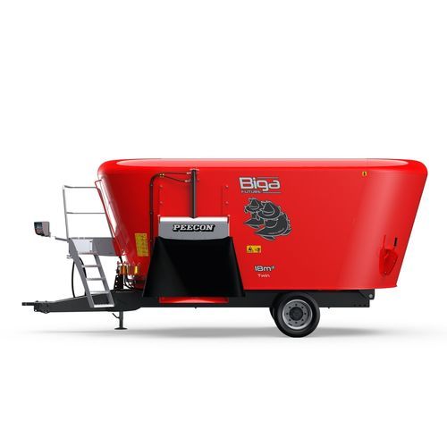Vertical mixing wagon - Biga Twin Future series - Peeters Group - towed / side discharge / 2-auger