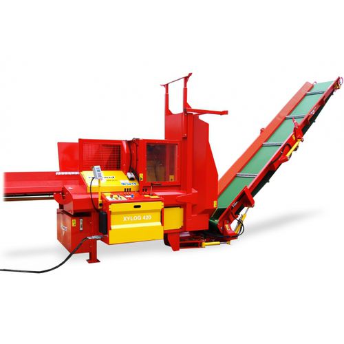 Firewood processor with chainsaw - XYLOG 420 - RABAUD - with belt conveyor / electric / PTO-driven