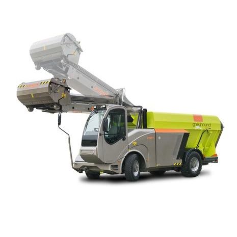 Horizontal mixing wagon - Greyhound IIIa - STORTI - self-propelled / side discharge / 3-auger