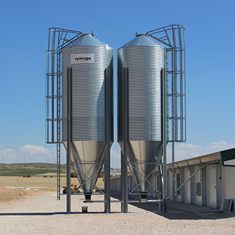 Grain silo - SYMAGA SA - for animal feed / galvanised steel / hopper