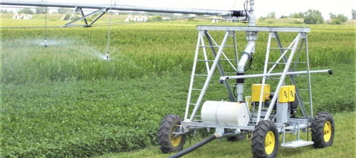 Hose-fed irrigation boom - ULTRA - T-L Irrigation Company - ditch-fed / 4-wheel / 1-wing