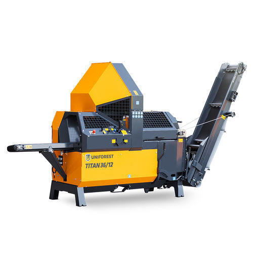 Circular saw firewood processor - TITAN 36/12 - Uniforest d.o.o. - towed / with belt conveyor / PTO-driven