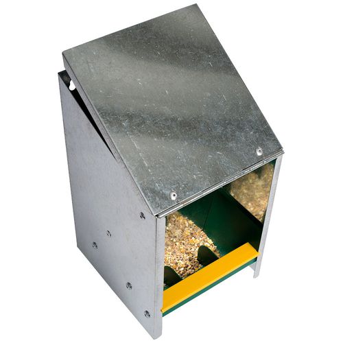 Poultry hopper feeder - VA25 - Olba B.V. - galvanized steel / wall-mounted